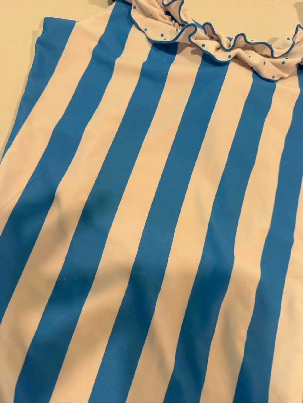 SweetHoney Blue & White Striped Ruffle One-Piece Swimsuit